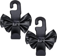 Car Purse Hook, Cute Bow Hooks for Headrest - Leather U-Shaped Purse Holder f...