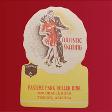 Vintage1951 Roller Skating Rink Sticker Pastime Park Tuscon Arizona Label S8