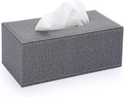 BTSKY Rechteckiger Papierhalter aus Leinen, Haushalt, Büro, Taschentuchbox Grau