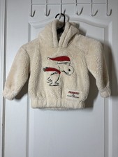 Marc Jacobs x Peanuts Kids Faux Fur Hoodie Snoopy Christmas Cream Size 4 102cm