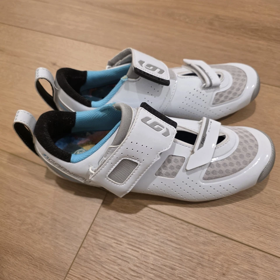 Nuevo Louis Garneau Tri X-Lite II Carbono Bicicleta de Carretera Zapatos 39.5 Blanco Azul Triatlón Foto 4 de 4