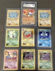 Vintage Holo Pokemon 9 Card Lot Base Set Jungle Fossil WOTC Promo CGC 9