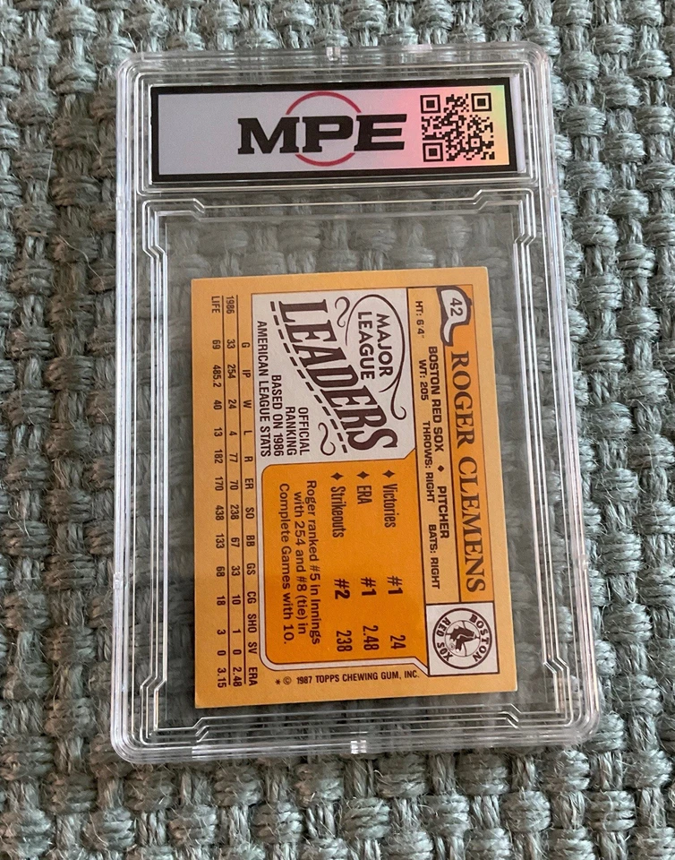 1987 Topps League Leaders Minis - Roger Clemens #42 -Red Sox- MPE-6 EX/MT - Image 2 of 4
