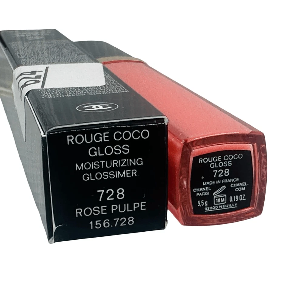 Brillo de labios Chanel Rouge Coco 728 rosa pulpa 0,19 oz/5,5 g maquillaje belleza brillo Foto 4 de 4