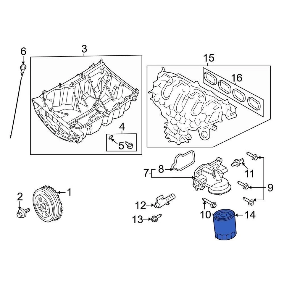 For Ford Mustang 2015-2023 Ford BE8Z6731AB Engine Oil Filter Foto 2 de 4