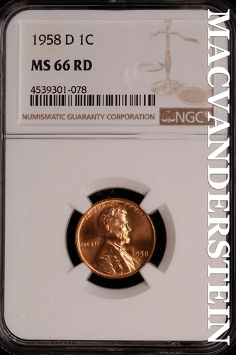 1958-D Lincoln Wheat Cent-Ch Gem BU NGC MS 66 Red Lustrous No Reserve #SLK853