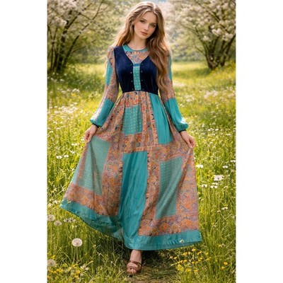 70s Young Dong S Small Maxi Dress Renaissance Boho Cottagecore Whimsy Fairycore