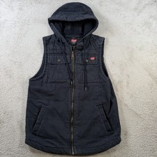 Wrangler Workwear Vest Mens Small Navy Hooded Quilted Canvas Utility Outdoor
