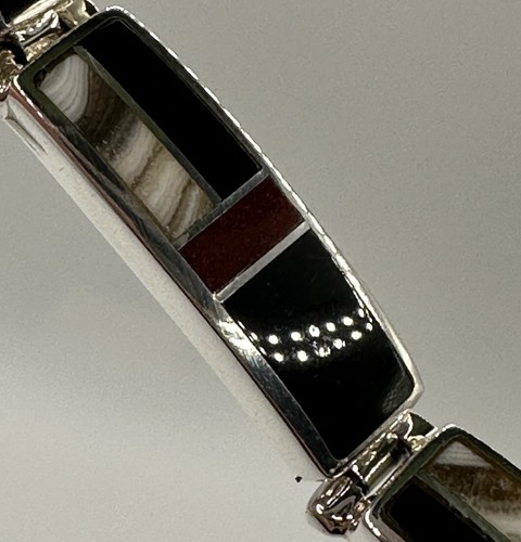 Supersmith D. Rosales Jade Jasper Dolomite Sterling Southwestern 925 Bracelet - Picture 8 of 16