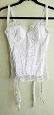 Vtg Victorias Secret Satin Corset Garter Bustier Lace Trim 36A White Y2K NEW 36