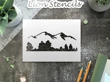 "Unique Mountains and Trees Stencil for Elegant Crafting Projects - StencilAir"