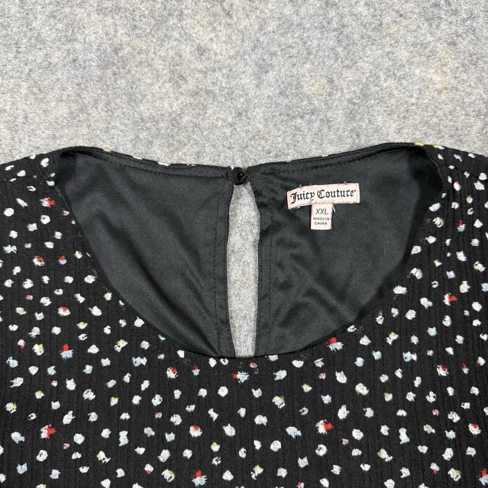 Juicy Couture Ditsy Top sin mangas con volantes en capas para mujer talla XXL muñeca bebé negra Foto 2 de 4