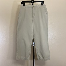 Lands End Womens 10 Mid Rise Straight Leg Khaki Pants