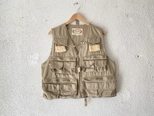1970s vtg SANFORIZED khaki COTTON MULTI-POCKET SUPER DE LUXE FISHING VEST S