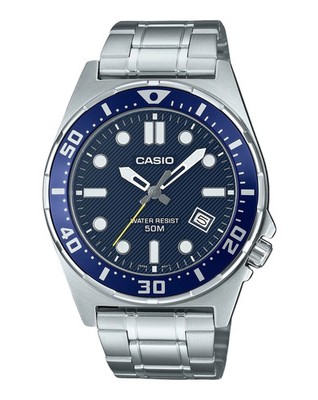 Casio MTD-135D-2A Men's Blue Dial Stainless Steel Sport Quartz Watch NEW