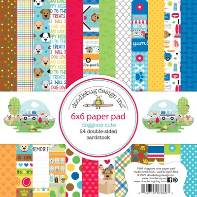 Doodlebug doppelseitige Papierunterlage 6''X6'' 24/Pkg-Doggone süß-DB7669