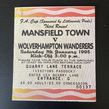 Ticket: 1994/95 FA Cup Rd 3. Mansfield Town v Wolves