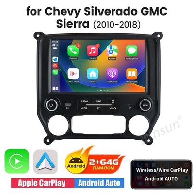 10'' Android 64GB Car Play Stereo Radio IPS Screen For Chevy Silverado GMC Sierra