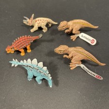 Lot of 5 Schleich Mini Dinosaurs Stegosaurus T-Rex Triceratops Saichania RARE 