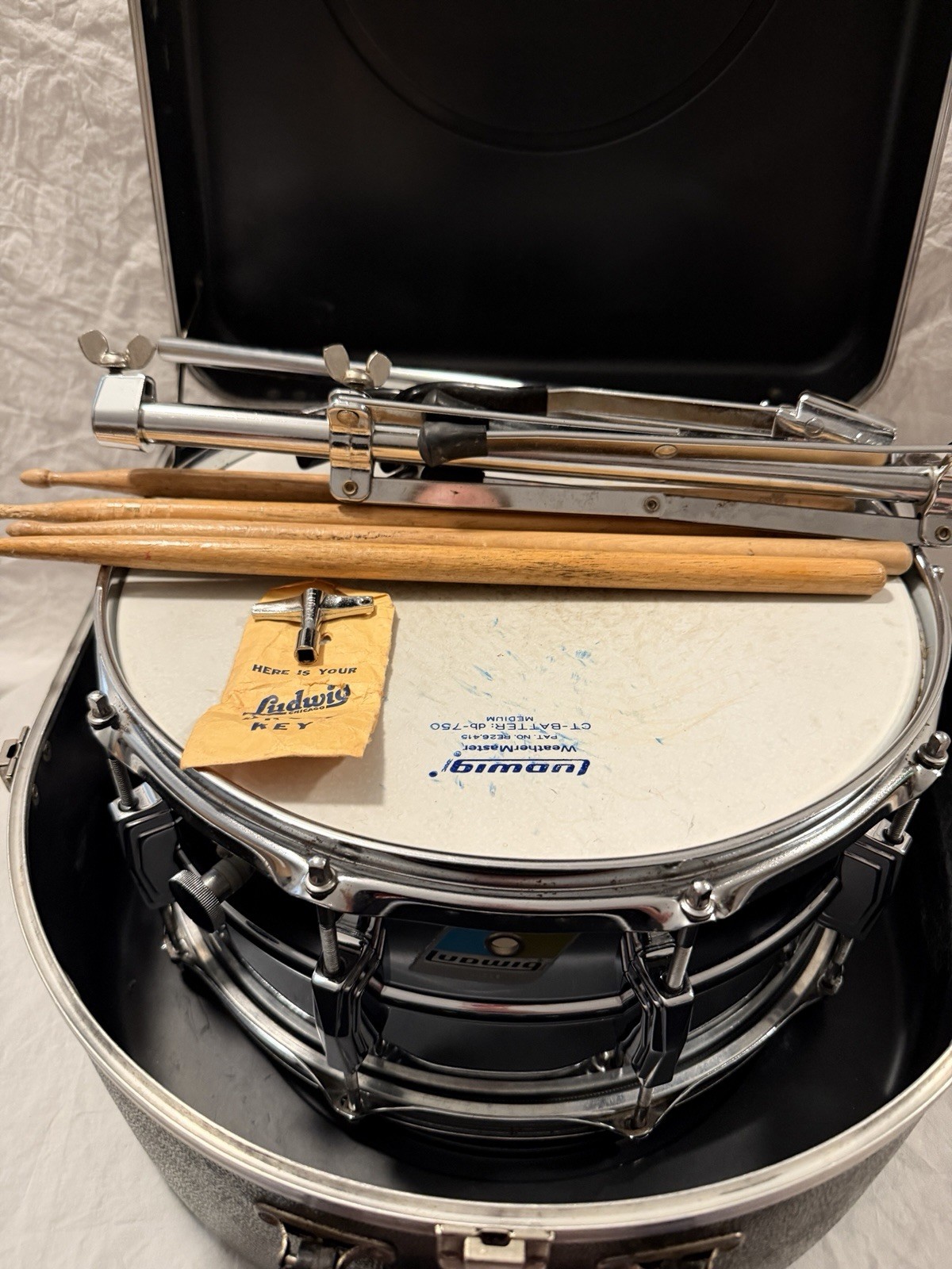 VINTAGE LUDWIG 1970’s 6.5” x 14” 402 SUPRAPHONIC SNARE; BONHAM, ORIGINAL W/CASE