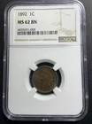 1892 Indian Head Cent NGC MS 62 BN Sharp Classic Coin!
