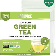 Green Tea Bags 100 Tea Bags Gluten Free & 100% Pure Green Tea Round Green 0.11 per strip