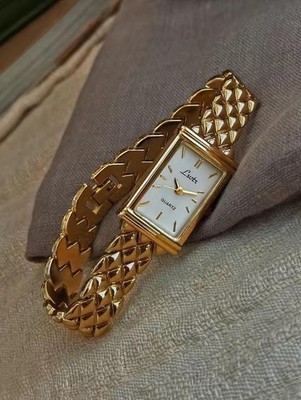 Gold Women s Dainty Watch French Vintage Style Stainless Steel Rectangle Case
