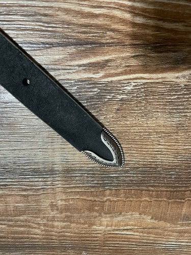 Custom Black Suede Unisex Men's Western Engraved Belt Extra Long 42" x 1" - Picture 7 of 11