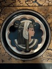 Abstract Round Collector Plate Wall Hanging, Black/Gray/White, 9 in — photo 1