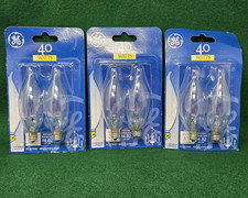 GE 40 watt Light Bulbs 40CAC/CD2-DG2 Candelabra Clear Bent Tip Bulbs Lot... New