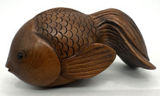 Japanese Boxwood Netsuke Goldfish Fish Carved Signed