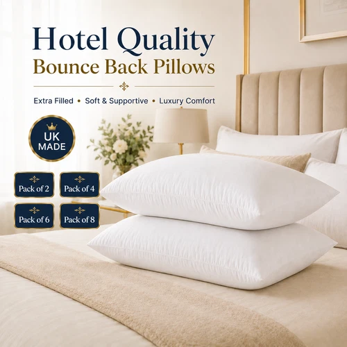 Pillows Bounce Back Hollowfiber Filled Hotel Quality Anti Allergenic Pack2,4,6,8