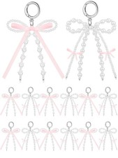 12 Pcs Cute Bow Keychain Pink Pearl Bow Keychain for Women Wedding Gifts Bowk...