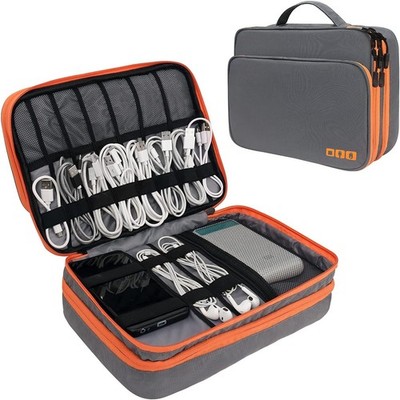 Gocokia Double Layer Large Capacity Electronic Accessories Travel Bag