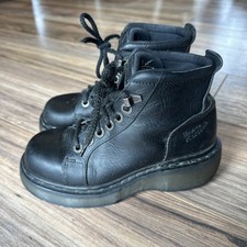 Vtg Dr. Marten's 8597 Black Leather Chunky Ankle Boots Made In England UK3 US5