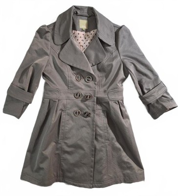Etam Weekend Gray Double-Breasted Trench Coat Size 38