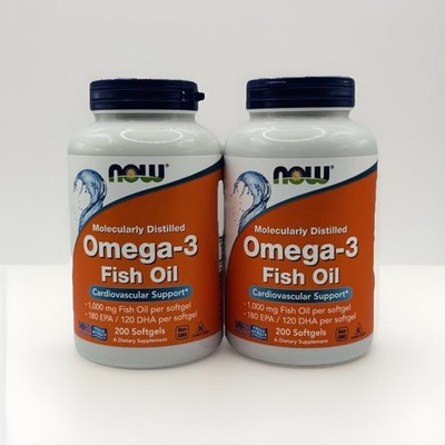 2x Now Foods Omega-3 180 EPA 120 DHA 200 Softgels 400 Total Ex 2028