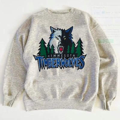 #ad Retro Minnesota Timberwolves logo graphic ash color Sweatshirt KV23077 $36.99