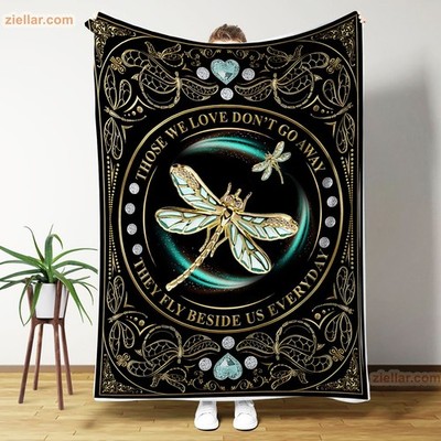 Dragonfly Memorial Fleece Blanket In Loving Memory Sympathy Gift