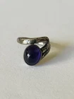 Polished Amethyst Swirl Wrap 925 Sterling Silver Ring Sz 6 Vintage
