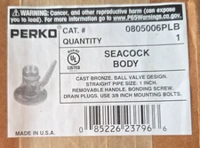 * GENUINE PERKO 0805006PLB 1" INCH SEACOCK BALL VALVE BRONZE-NEW MADE IN THE USA