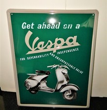 Vespa Aluminum Collectible Piaggio Green Wall Sign Retro Style Sign