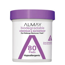 Almay Biodegradable Long Wear And Waterproof Eye Makeup Remover Pads, 80 Ct