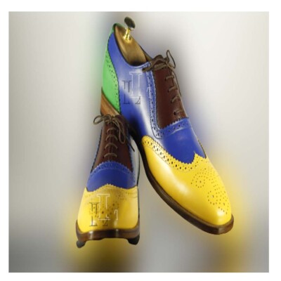 Handmade Men's Brogue Wing Tip Lace Up Genuine Leather Fashion Shoes, Sale !!!
