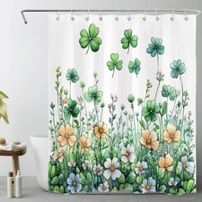 Spring Green Clover St. Patrick's Day Shower Curtain Liner Bathroom Set Hooks
