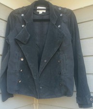 Marrakech New Military Moto Blue Gray Blazer Jacket S Nwt Anthropologie Small