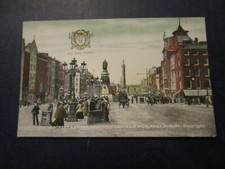 Postcard O'Connells Street & Bridge O'Connells Monument, Dublin (City Arms)