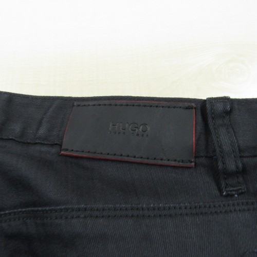 Hugo Boss Jeans Mens 33x32 Black Straight Fit Denim Pants Dark Wash 5 Pocket - Picture 12 of 17