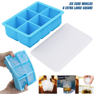 1/2x Eiswürfelform 6 extra groß quadratisch Lebensmittelqualität Jumbo Eiswürfelformen Whisky