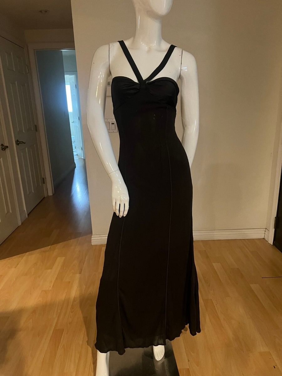 black flare sleeve dress Elegant Black Deep V-Neck Cut Out Open Back Maxi Dress with Bell Sleeve M / Black